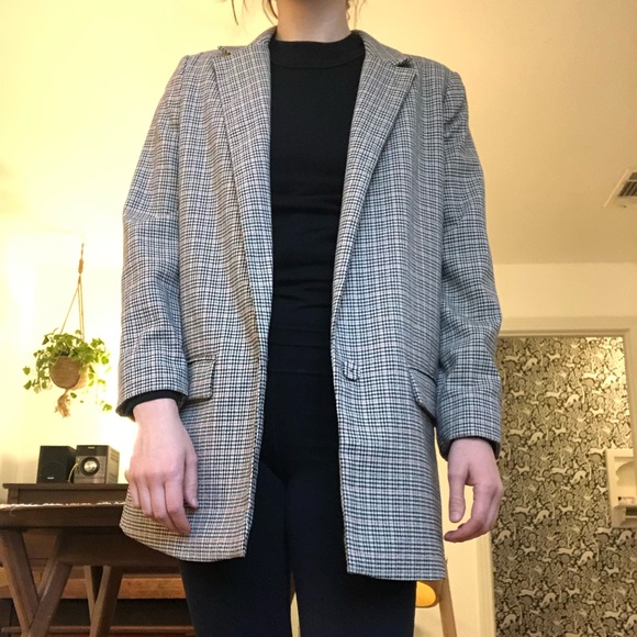 Mango Structured Suit Plaid Check Blazer - Picture 2 of 12